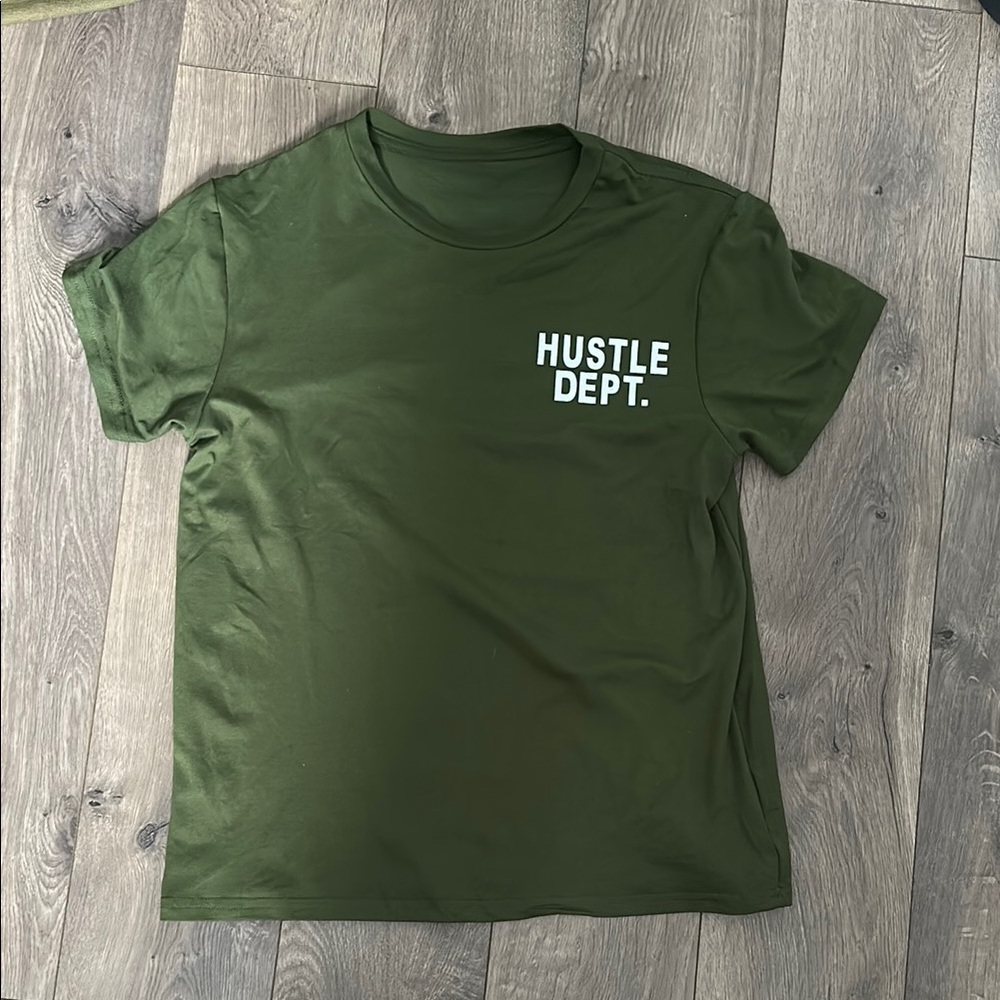 SHEIN Olive Green Hustle Dept. T-Shirt